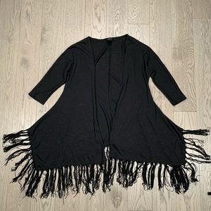 Rue 21 thin open cardigan with black fringe